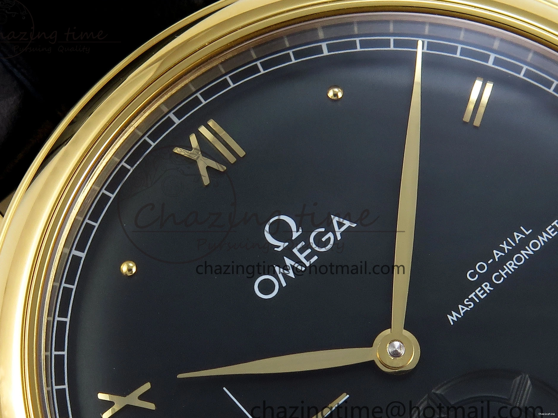 0501 WeatherProof De Ville Power Reserve YG MKF 1:1 Best Edition Black Dial on Black Leather Strap A 7758